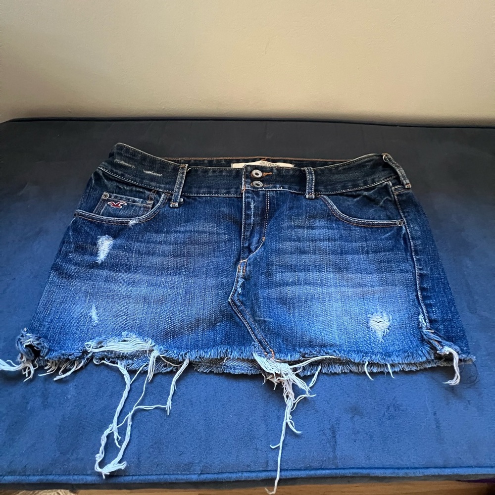 Hollister Blue Distressed Mini Skirt